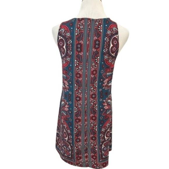 EUC Angie Red and Blue Multicolor Paisley Sleeveless Mini Dress. Size M - Picture 5 of 8